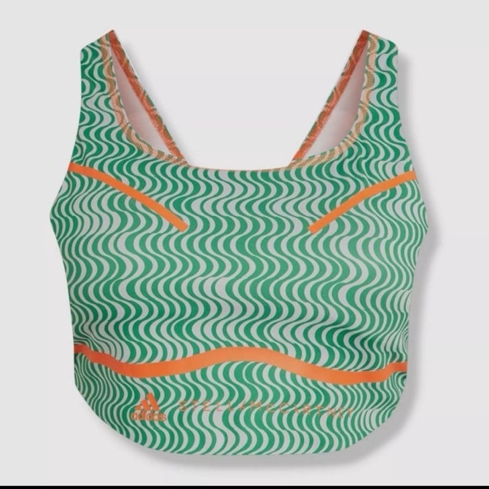 Adidas Stella McCartney Wave Pattern Tank Top in Green and Orange Large
